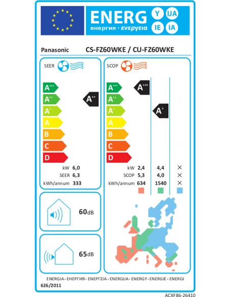 Panasonic CS-FZ25WKE/CU-FZ25WKE Κλιματιστικό Inverter 24000 BTU A++/A+