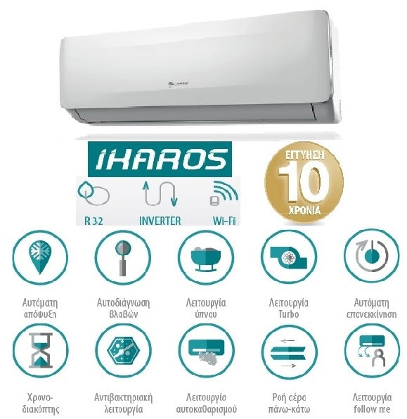 Sendo Ikaros SND-12IKS-ID / SND-12IKS-OD Κλιματιστικό Inverter 12000 BTU A++/A+ με Ιονιστή και WiFi